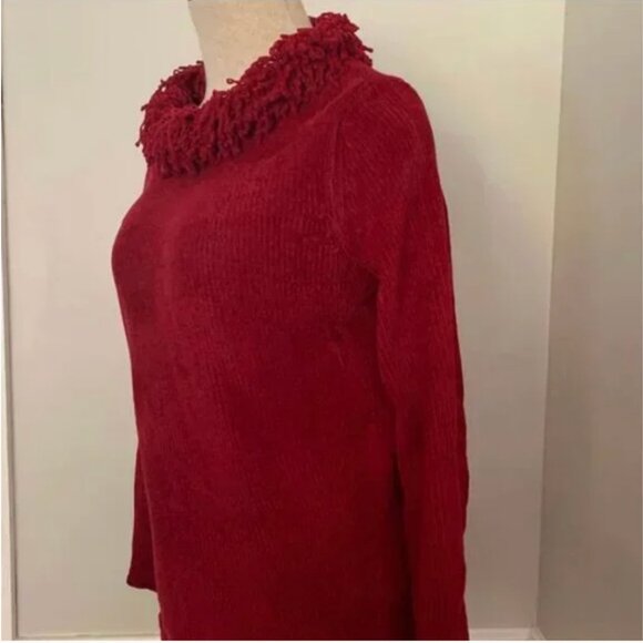 Designers Originals Studio Chenille Long Sleeve Sweater Fringe Collar Size Small - Picture 4 of 7